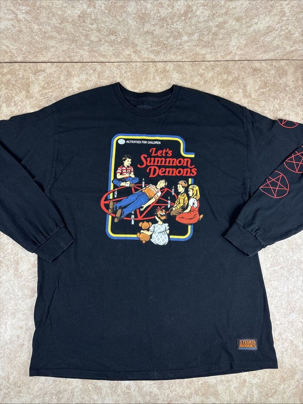 Steven Rhodes ‘Let’s Summon Demons’ Activities For Children LS Tee Mens XL Black